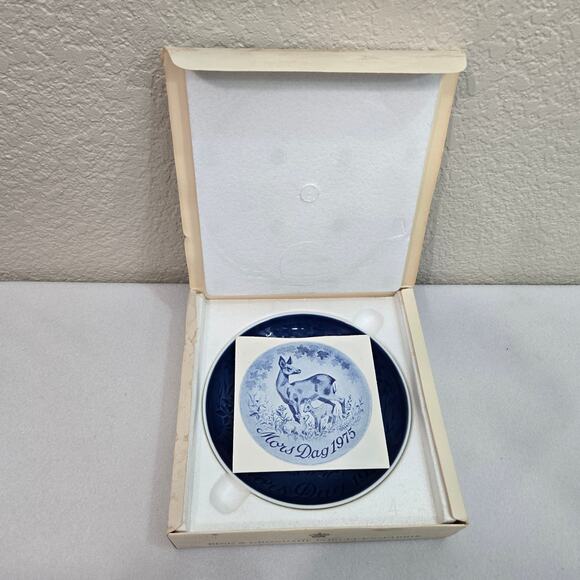B&G 1975 Denmark Mother's Day Plate 9375 Deer & Fawn Mors Dag Vintage w/Box - Picture 10 of 10